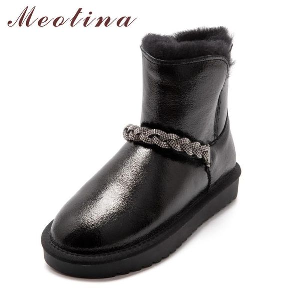 meotina genuine leather flat platform short boots women fur snow boots shoes crystal fashion ankle female winter silver, Black
meotina genuine leather flat platform short boots women fur snow boots shoes crystal fashion ankle female winter silver, Black