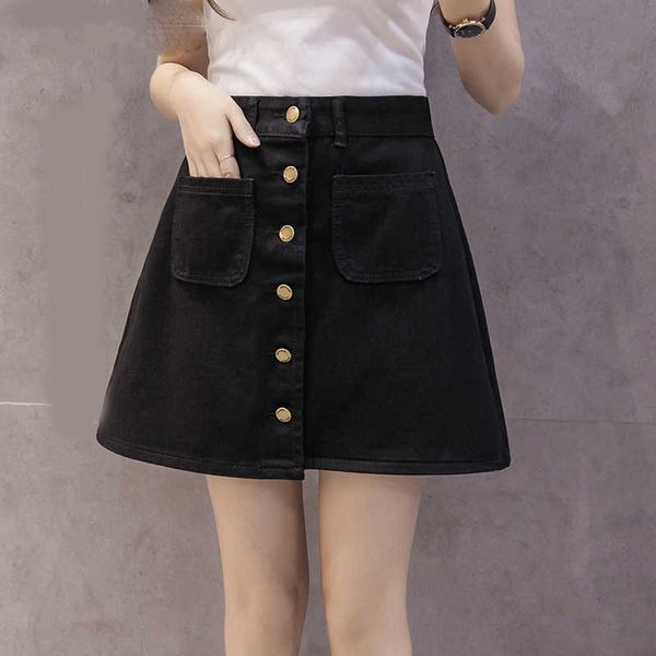 denim women mini skirt summer vintage high waist korean single button pockets blue jeans a-line ladies, Black
denim women mini skirt summer vintage high waist korean single button pockets blue jeans a-line ladies, Black