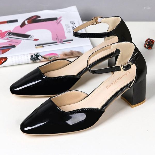 sandals d'orsay japanned leather buckle strap women cover chunky high heels sandalias closed toe pink princess dames sandalen1, Black
sandals d'orsay japanned leather buckle strap women cover chunky high heels sandalias closed toe pink princess dames sandalen1, Black