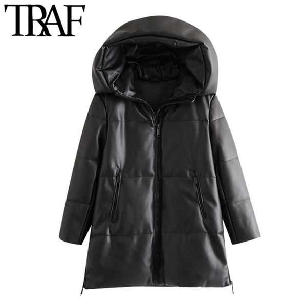 traf women fashion thick warm winter faux leather parkas coat vintage hooded long sleeve female outerwear chic overcoat 201210, Black
traf women fashion thick warm winter faux leather parkas coat vintage hooded long sleeve female outerwear chic overcoat 201210, Black