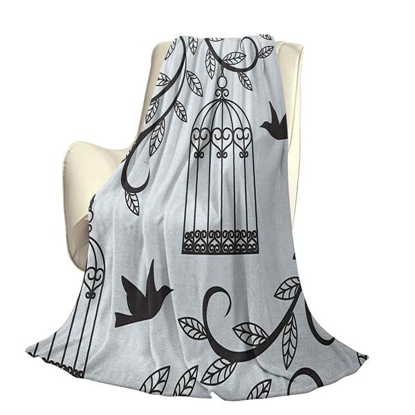 ornate cages with branch of tree silhouette and birds floral modern artistic printoffice leisure blankets
ornate cages with branch of tree silhouette and birds floral modern artistic printoffice leisure blankets