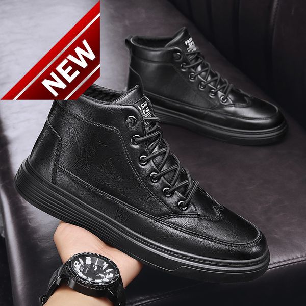 winter martin work plush warm snow cotton high boots tide middle men's shoes, Black
winter martin work plush warm snow cotton high boots tide middle men's shoes, Black