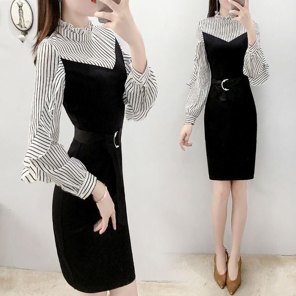 dressed korean-style women's ragged dresses slobbering ladies korean dress contrast in striped muje lady of the puk6, Black;gray
dressed korean-style women's ragged dresses slobbering ladies korean dress contrast in striped muje lady of the puk6, Black;gray