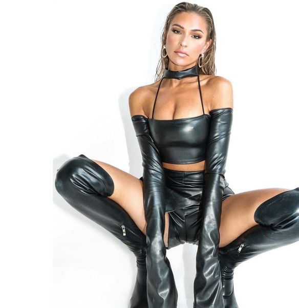 da 1094b fall / winter 2020 ins long sleeve one line shoulder neck open navel imitation leather t-shirt, Black;brown
da 1094b fall / winter 2020 ins long sleeve one line shoulder neck open navel imitation leather t-shirt, Black;brown