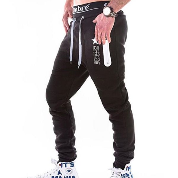 mens casual pants elastic waist hip hop loose pants male long trousers clothing joggers active, Black