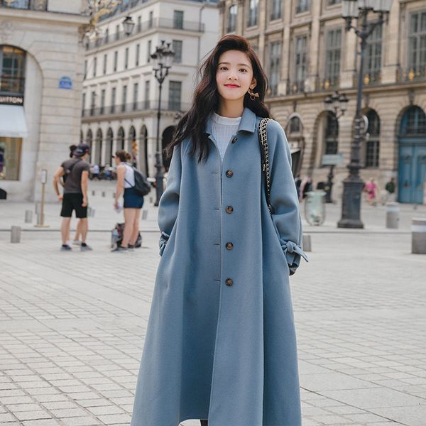 2021 new feminine solid color medium length autumn/winter korean style unique lapel breasted fresh leisure sweet thickened wool coat y29j, Black
2021 new feminine solid color medium length autumn/winter korean style unique lapel breasted fresh leisure sweet thickened wool coat y29j, Black
