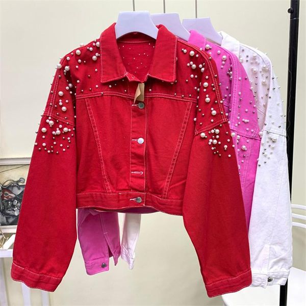 new autumn women coat harajuku red denim jacket heavy hand beaded short black casual jeans jacket student basic coats outfit p52, Black;brown
new autumn women coat harajuku red denim jacket heavy hand beaded short black casual jeans jacket student basic coats outfit p52, Black;brown