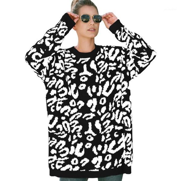 women sweater leopard tunics sweater round neck long sleeve loose pullover knit soft durable fabric1, White;black
women sweater leopard tunics sweater round neck long sleeve loose pullover knit soft durable fabric1, White;black