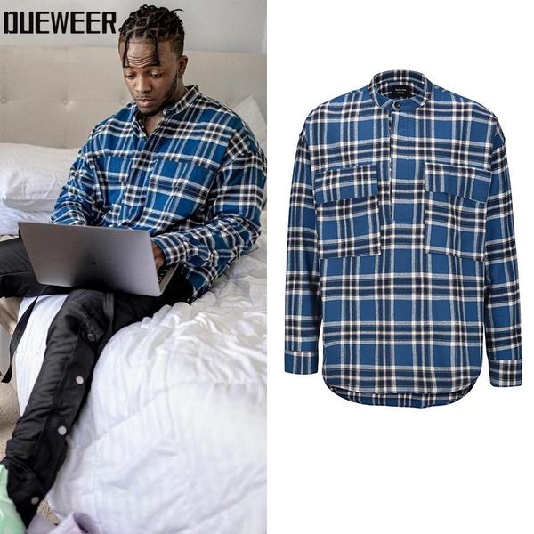 dueweer urban streetwear mens tartan shirts fashionable henry collar casual shirt hip hop plaid long sleeve oversized top, White;black
dueweer urban streetwear mens tartan shirts fashionable henry collar casual shirt hip hop plaid long sleeve oversized top, White;black