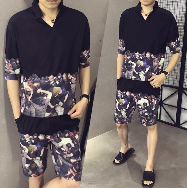 summer men's short-sleeved t shirt +shorts tracksuits set slim street sportswear fashion trend cotton printing 2-piece, Gray
summer men's short-sleeved t shirt +shorts tracksuits set slim street sportswear fashion trend cotton printing 2-piece, Gray