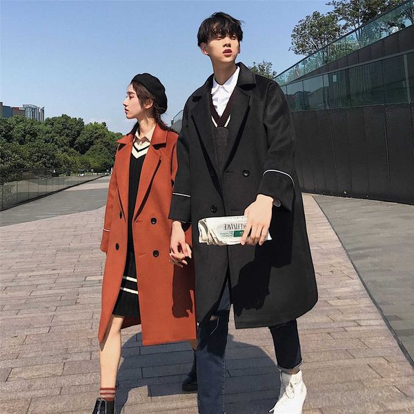 couple's clothing niche design feeling autumn mid long woolen winter men's korean version plus cotton thickened windbreaker coat, Tan;black
couple's clothing niche design feeling autumn mid long woolen winter men's korean version plus cotton thickened windbreaker coat, Tan;black