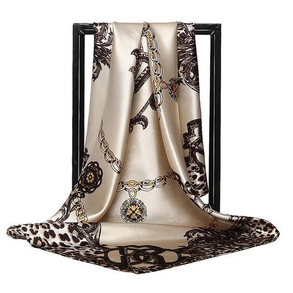 new retro ladies silk scarf bandana fashion women printed hijab shawls leopard chain pattern large square scarves warp 90*90cm, Blue;gray
new retro ladies silk scarf bandana fashion women printed hijab shawls leopard chain pattern large square scarves warp 90*90cm, Blue;gray