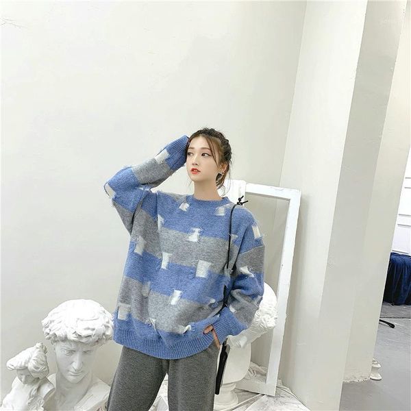 autumn and winter 2019 new pullover sweater korean loose block hole lazy wind round neck thick sweater women1, White;black
autumn and winter 2019 new pullover sweater korean loose block hole lazy wind round neck thick sweater women1, White;black