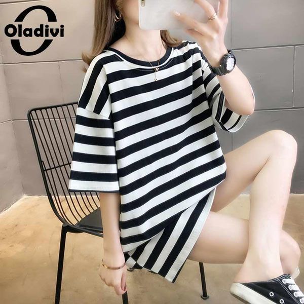 oladivi big plus size women fashion striped casual loose t-shirt lady basic tee shirt summer cotton tunic simple tshirt 6xl, White
oladivi big plus size women fashion striped casual loose t-shirt lady basic tee shirt summer cotton tunic simple tshirt 6xl, White