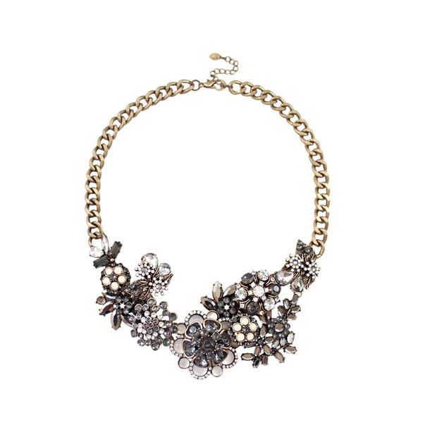99 carat style exaggeration ornament grey flower party wedding short necklace (qw, Silver
99 carat style exaggeration ornament grey flower party wedding short necklace (qw, Silver