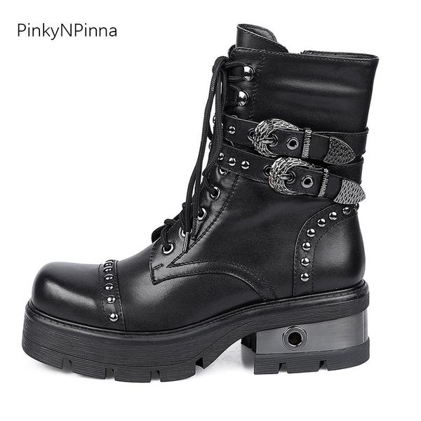 cross tied zipper buckle genuine leather platform flat ankle motorcycle boots women metal decoration rivet street shoes female, Black
cross tied zipper buckle genuine leather platform flat ankle motorcycle boots women metal decoration rivet street shoes female, Black