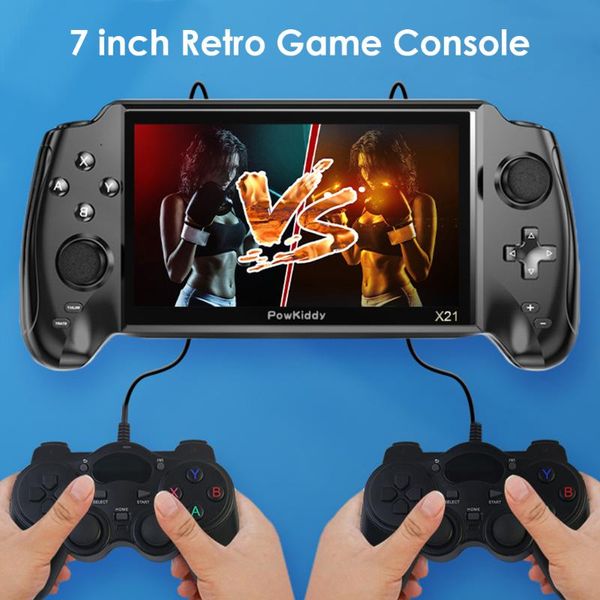 Powkiddy X21 7 Inch Pocket Game Console Built-in 3000 Video Games Linux Portable Retro Classic Handheld Dual Game Player