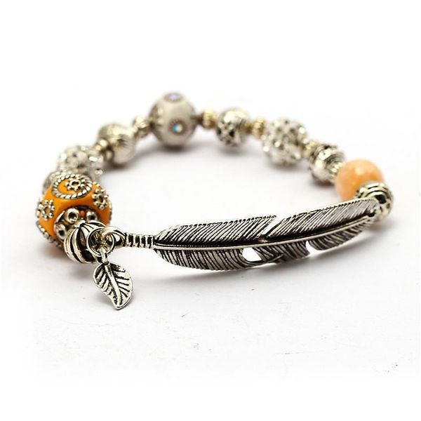 bangle brand beads bracelet stand feathers pendant sliver metal stone trendy fashion gift for women valentine's day pulseiras, Black
bangle brand beads bracelet stand feathers pendant sliver metal stone trendy fashion gift for women valentine's day pulseiras, Black