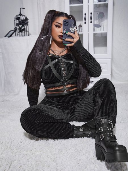 plus ring linked pu body harness k7cv#, Black;white
plus ring linked pu body harness k7cv#, Black;white