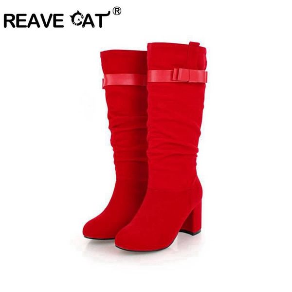 reace cat women mid-calf boots round toe square thick heel flock bukle pleated pull on warm big size 31-43 black blue casual
reace cat women mid-calf boots round toe square thick heel flock bukle pleated pull on warm big size 31-43 black blue casual
