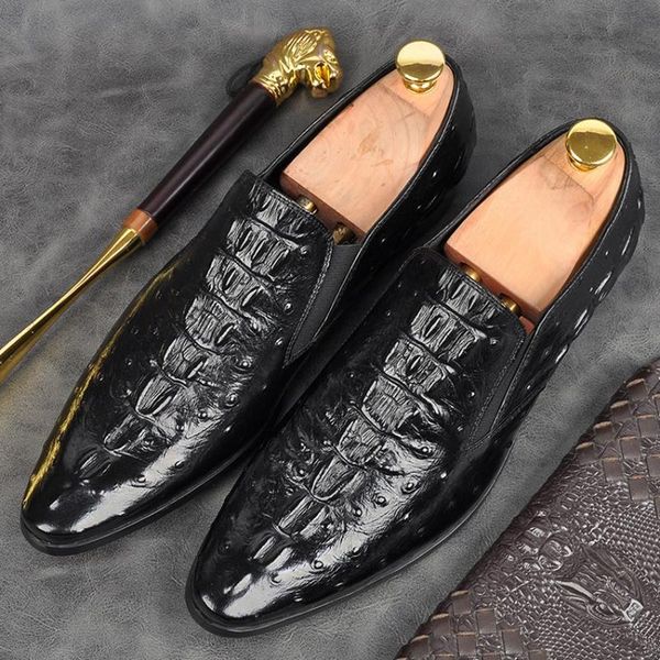 italian genuine leather formal dress men moccasin shoes pointed toe slip on alligator pattern casual loafers am164, Black
italian genuine leather formal dress men moccasin shoes pointed toe slip on alligator pattern casual loafers am164, Black