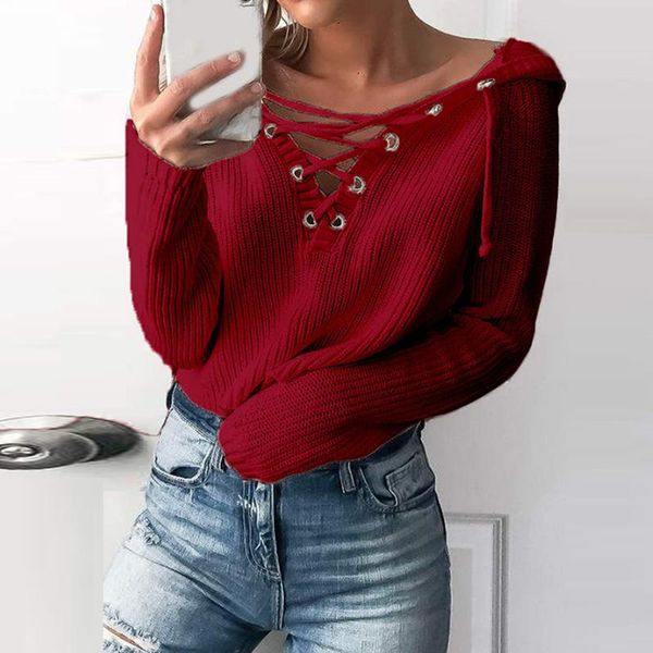 autumn winter sweater women casual solid color fashion lace v-neck bandage pullover knitwear tees long sleeve multi-color, White;black
autumn winter sweater women casual solid color fashion lace v-neck bandage pullover knitwear tees long sleeve multi-color, White;black