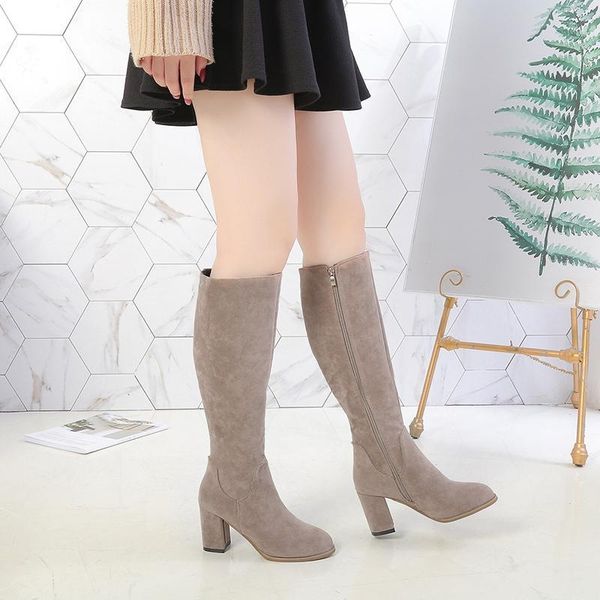 boots version of suede round head high heel knee long pedicure thin elastic zipper fashion wild women 2021 korean1, Black
boots version of suede round head high heel knee long pedicure thin elastic zipper fashion wild women 2021 korean1, Black