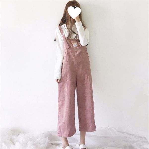 japan style soft girl kawaii lolita wide leg jumpsuit ankle length casual loose cartoon embroidery corduroy suspenders overalls, Black;white
japan style soft girl kawaii lolita wide leg jumpsuit ankle length casual loose cartoon embroidery corduroy suspenders overalls, Black;white