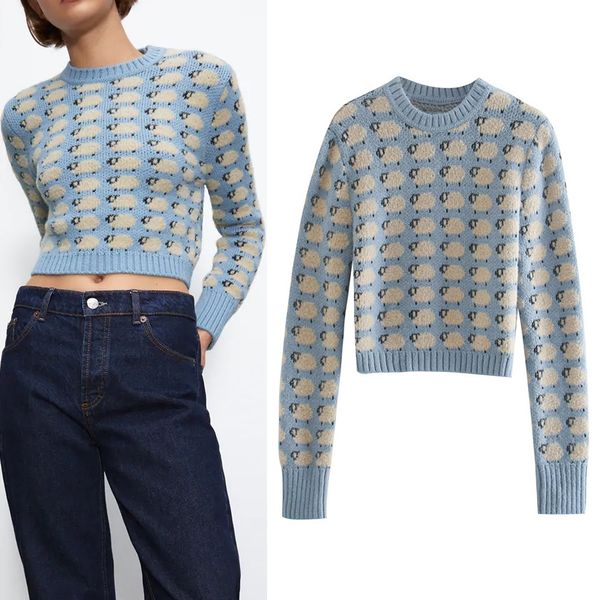 2021 new blue animal jacquard cropped knitted women autumn winter vintage o neck long sleeve cute christmas sweater nngp, White;black
2021 new blue animal jacquard cropped knitted women autumn winter vintage o neck long sleeve cute christmas sweater nngp, White;black