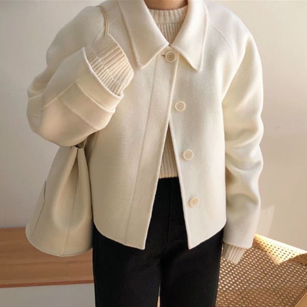 autumn winter 2020 women's blends korean style turn-down collar solid beige/grey warm coat female elegant long sleeve outerwear lj20112, Black
autumn winter 2020 women's blends korean style turn-down collar solid beige/grey warm coat female elegant long sleeve outerwear lj20112, Black