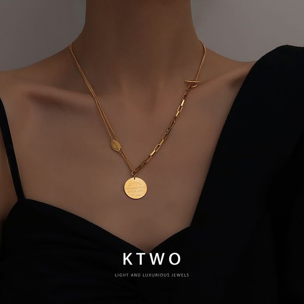 light luxury k gold double-layer t-button round necklace women's fashion net red temperament cool wind clavicle chain, Silver
light luxury k gold double-layer t-button round necklace women's fashion net red temperament cool wind clavicle chain, Silver