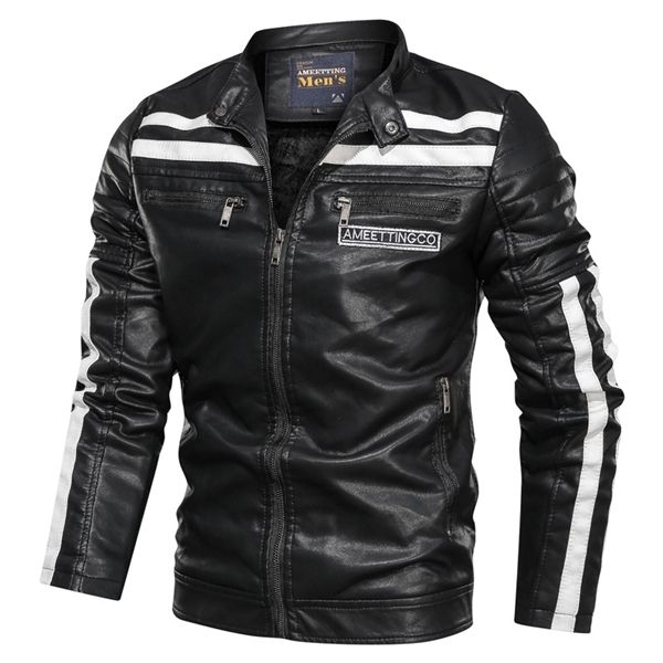 negizber winter men's casual fashion stand collar bomber solid plus velvet joker leather jacket men c1103, Black;brown
negizber winter men's casual fashion stand collar bomber solid plus velvet joker leather jacket men c1103, Black;brown
