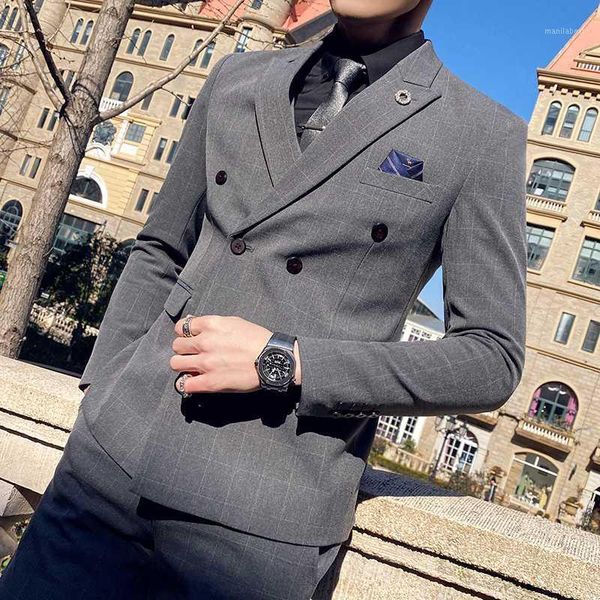 plyesxale double breasted suit men 2020 black gray plaid suits for men latest coat pant design 2 pcs check costume homme q8971, White;black
plyesxale double breasted suit men 2020 black gray plaid suits for men latest coat pant design 2 pcs check costume homme q8971, White;black