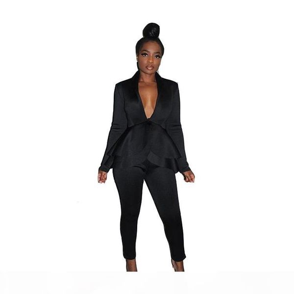 piece pants women fashion deep v-neck ol sets womens solid ruffle suits spring woman designer two, White
piece pants women fashion deep v-neck ol sets womens solid ruffle suits spring woman designer two, White