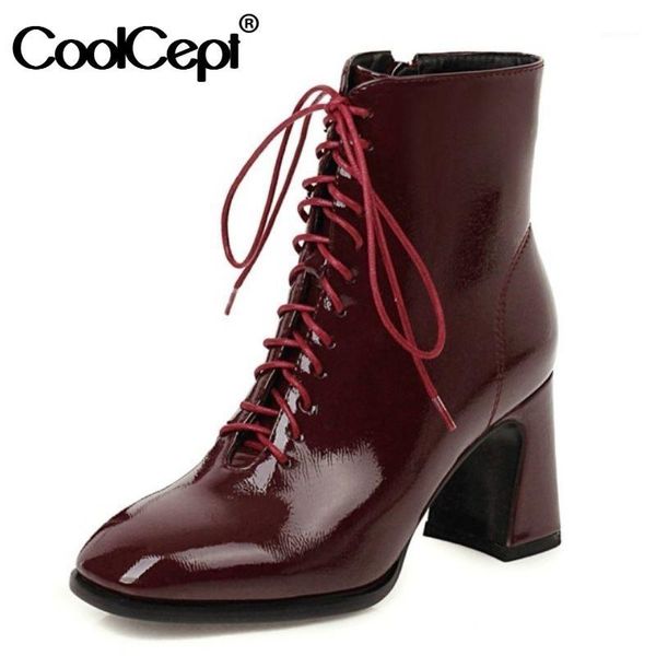 coolcept women ankle boots thick high heel cross strap zipper shoes round toe warm boots women fashion party footwear size 34-431, Black
coolcept women ankle boots thick high heel cross strap zipper shoes round toe warm boots women fashion party footwear size 34-431, Black