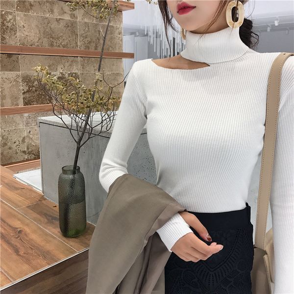 2020 women sweater autumn winter new shirt korean version slim fit pullover sweater hollow open neck turtleneck sweater lj201126, White;black
2020 women sweater autumn winter new shirt korean version slim fit pullover sweater hollow open neck turtleneck sweater lj201126, White;black