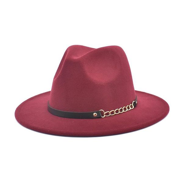 21 color vintage woolen fedora hat for men winter chic large brim fedora hat with chain for women men autumn jazz caps wholesale, Blue;gray
21 color vintage woolen fedora hat for men winter chic large brim fedora hat with chain for women men autumn jazz caps wholesale, Blue;gray