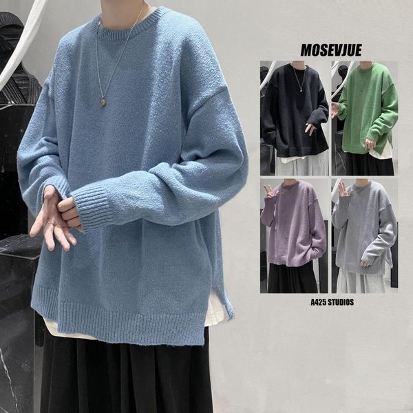 men's sweaters knitted sweater men solid korean streetwear harajuku pullover, White;black
men's sweaters knitted sweater men solid korean streetwear harajuku pullover, White;black