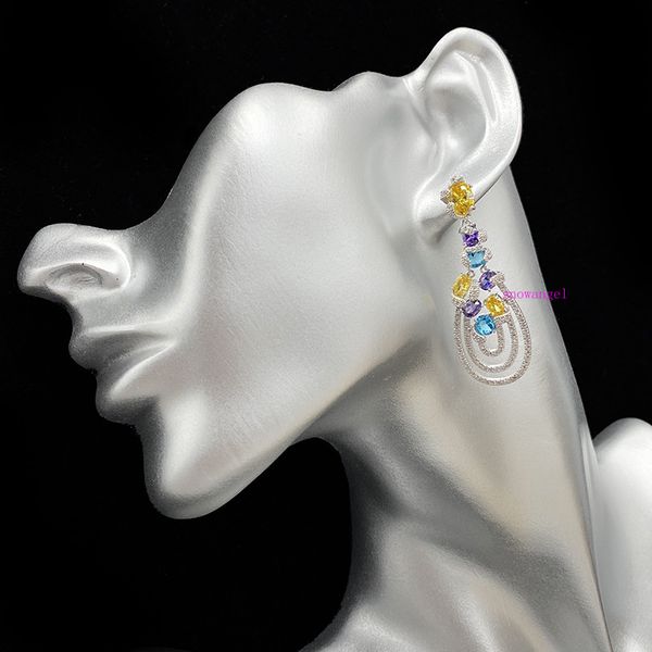 2020 colorful gemstone multi layer water drop dinner party color drop earrings retro national style design sense earrings exaggeration, Silver
2020 colorful gemstone multi layer water drop dinner party color drop earrings retro national style design sense earrings exaggeration, Silver