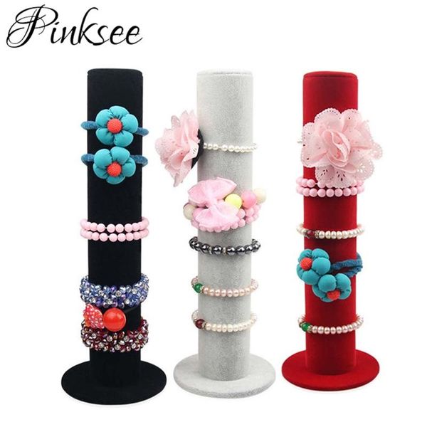 pinksee simple creative velvet pillar bracelet bangle headband watch jewelry display stand holder packaging organizer box, Pink;blue
pinksee simple creative velvet pillar bracelet bangle headband watch jewelry display stand holder packaging organizer box, Pink;blue