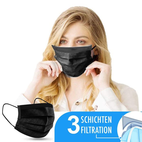 10/50/100pc Breathable Protect Face Fashion Black Mouth Mask With Design Mascarrillas Desechables Adultos Mascherine Masks