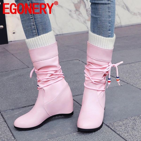 egonery winter new concise mid calf boots outside comfortable mid heels round toe cross-tied plus size women shoes drop shipping, Black
egonery winter new concise mid calf boots outside comfortable mid heels round toe cross-tied plus size women shoes drop shipping, Black