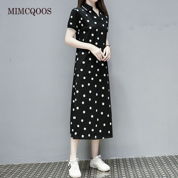 women polos t shirt dress polka dot print 2021 summer fashion short sleeve korean casual long plus size dresses woman lj201203, White;black
women polos t shirt dress polka dot print 2021 summer fashion short sleeve korean casual long plus size dresses woman lj201203, White;black