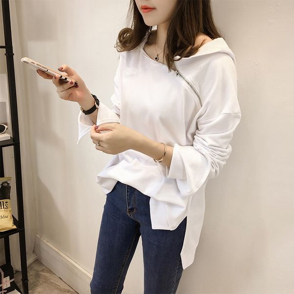 hooded women's pullover 2020 new student korean style large size loose hollow open shoulder split pullover sweater sweater long sleeve, Black
hooded women's pullover 2020 new student korean style large size loose hollow open shoulder split pullover sweater sweater long sleeve, Black