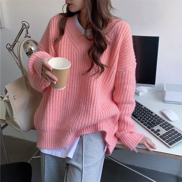 2021 new female autumn knitting sweater long warm thick woman knit jumper loose 7ame, Black;brown 
2021 new female autumn knitting sweater long warm thick woman knit jumper loose 7ame, Black;brown
