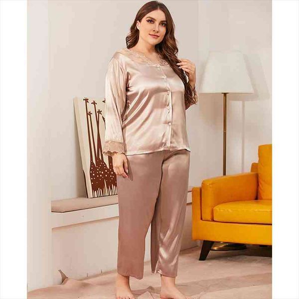 large size 4xl pajamas suit womens lace trim v-neck nightwear long sleeve 2pcs sleep set loose oversized home clothing, Black;red
large size 4xl pajamas suit womens lace trim v-neck nightwear long sleeve 2pcs sleep set loose oversized home clothing, Black;red