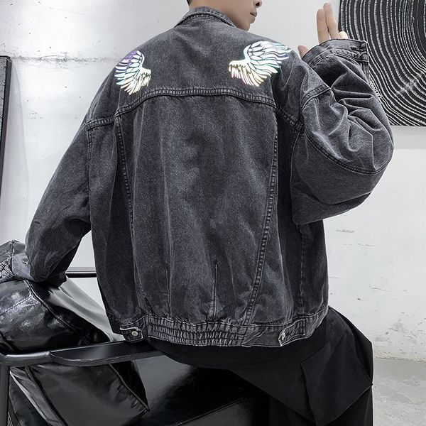 2021 new privathinker hip hop wings men's denim jackets autumn streetwear men oversized jean coats korean man casual 5r3a, Black;brown 
2021 new privathinker hip hop wings men's denim jackets autumn streetwear men oversized jean coats korean man casual 5r3a, Black;brown