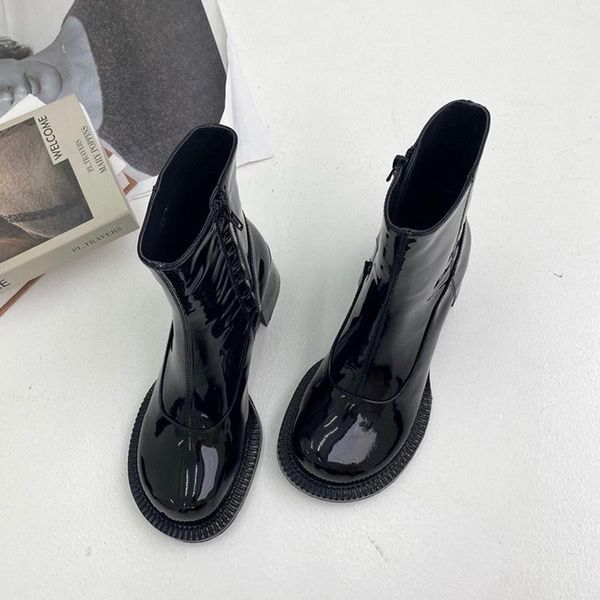 boots perixir ankle 6cm high heels round toe autumn winter woman square zipper patent leather handmade shoes female1, Black
boots perixir ankle 6cm high heels round toe autumn winter woman square zipper patent leather handmade shoes female1, Black