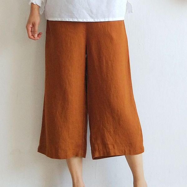 johnature 7 color women summer wide leg pants elastic waist pockets loose 2020 new linen casual women soft calf-length pants lj201130, Black;white
johnature 7 color women summer wide leg pants elastic waist pockets loose 2020 new linen casual women soft calf-length pants lj201130, Black;white