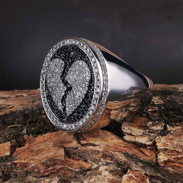 fashion broken heart style ring hip hop real gold plated full iced out bling rings micro pave cz cubic zircon round for men gift, Silver
fashion broken heart style ring hip hop real gold plated full iced out bling rings micro pave cz cubic zircon round for men gift, Silver